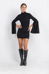 Cascade Mini Body-Cone Dress | Black