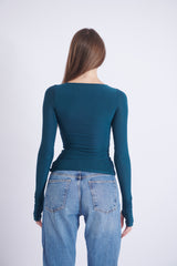 Double-Layer Long Sleeve Top – Petroleum