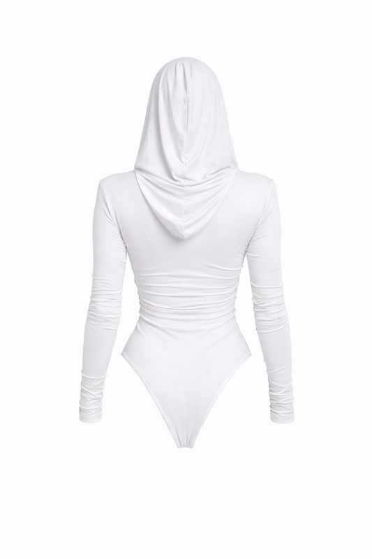 Thea Bodysuit - White Structured Shoulder Bodysuit