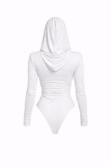 Thea Bodysuit - White Structured Shoulder Bodysuit