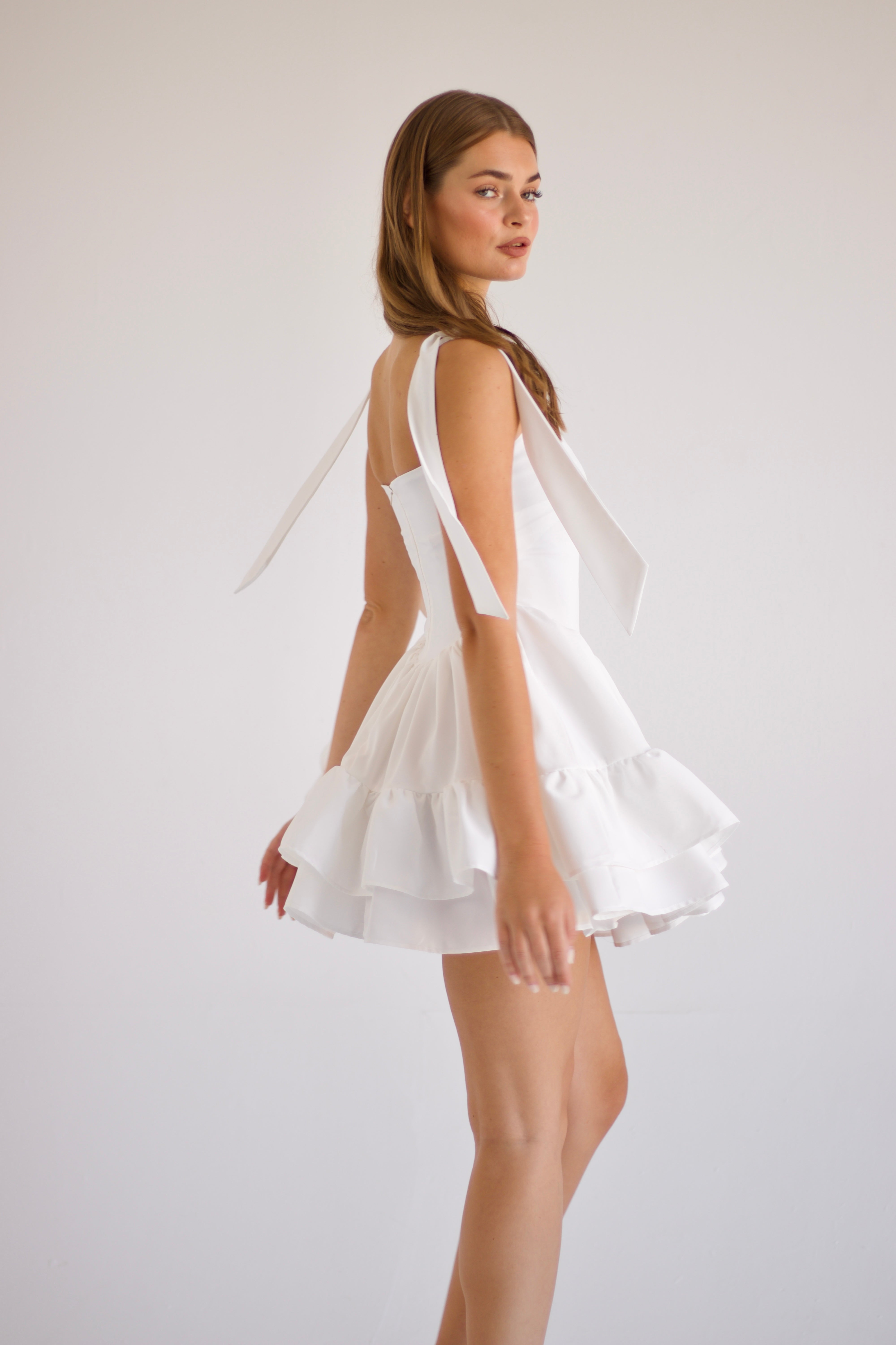 Aurora Dress Mini - White | Elegant Summer Mini Dress