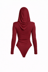 Thea Bodysuit - Burgundy Structured Shoulder Bodysuit