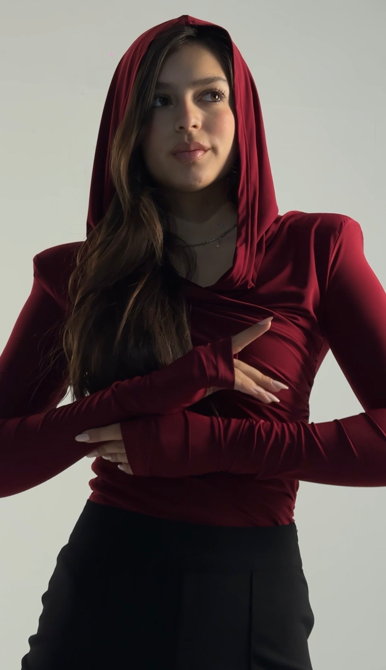 Thea Bodysuit - Burgundy Structured Shoulder Bodysuit