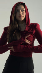 Thea Bodysuit - Burgundy Structured Shoulder Bodysuit