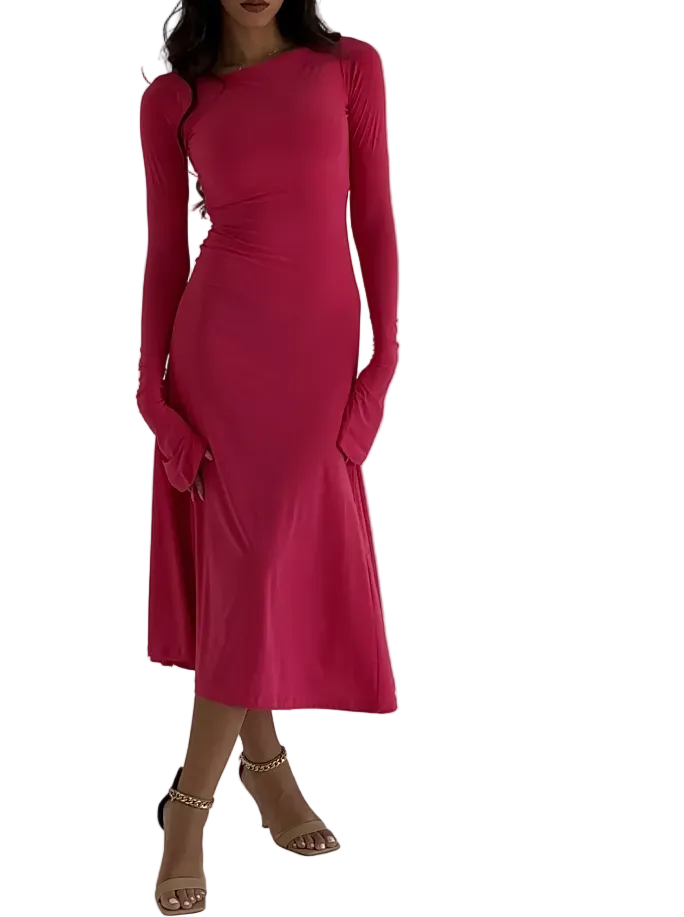 Hot Pink Kate Dress | Fitted & Flowy Double-Layer Lycra Dress