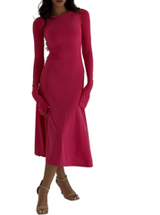 Hot Pink Kate Dress | Fitted & Flowy Double-Layer Lycra Dress