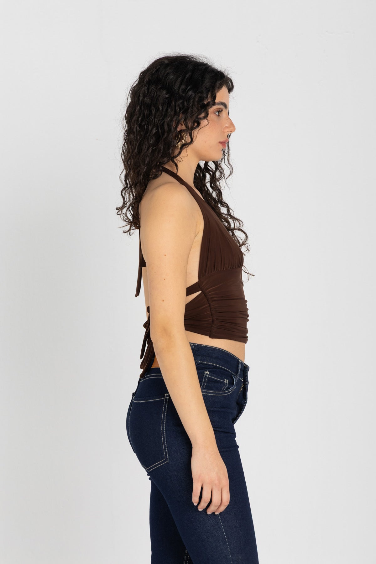Sculpt Halter Top – Chocolate Brown