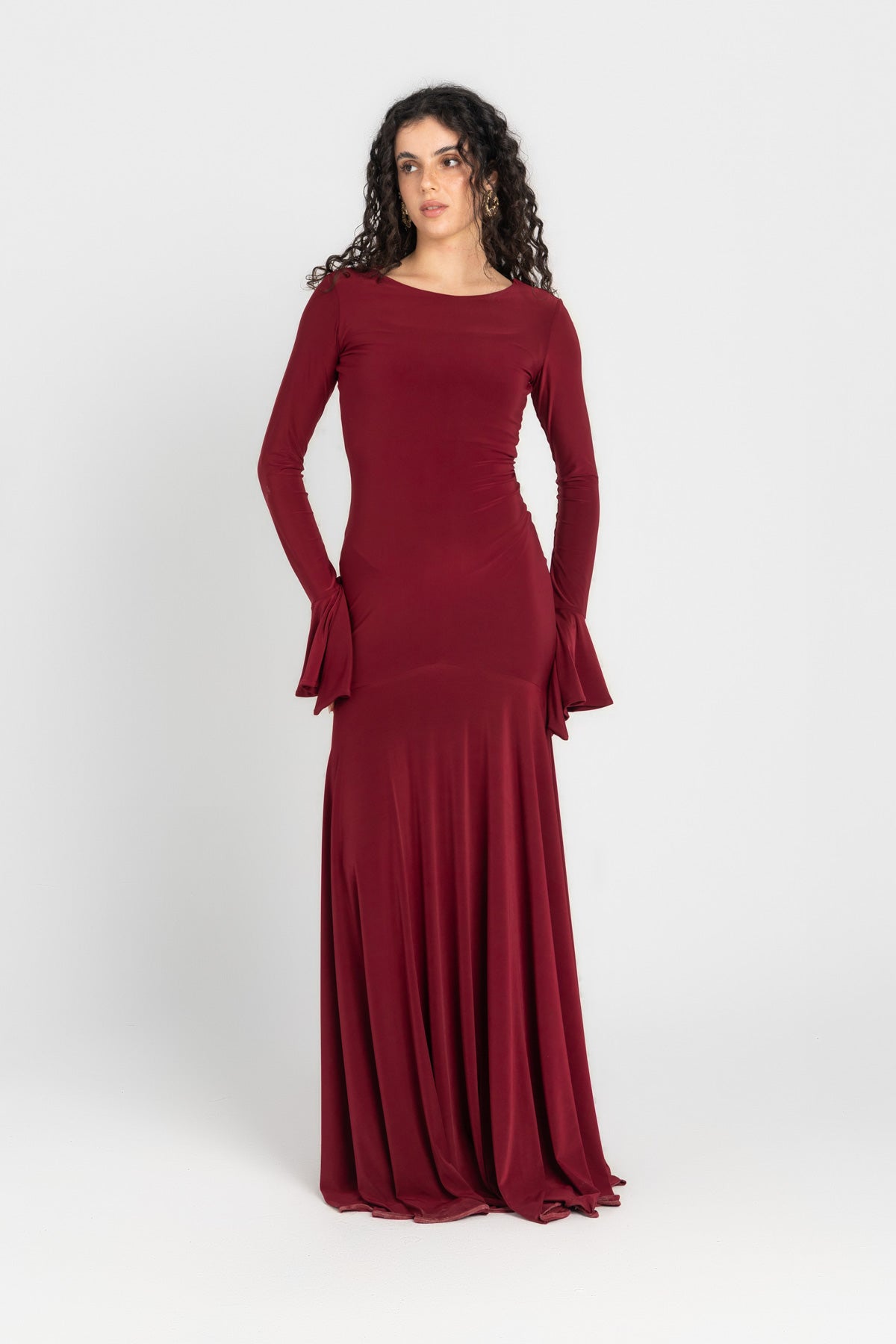 Azalea Dress – Burgundy | 10-Meter Dramatic Mermaid Flare