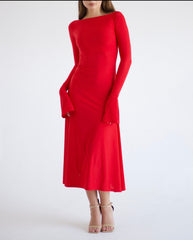 Red Kate Dress | Fitted & Flowy Double-Layer Lycra Dress