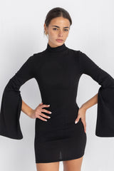 Cascade Mini Body-Cone Dress | Black