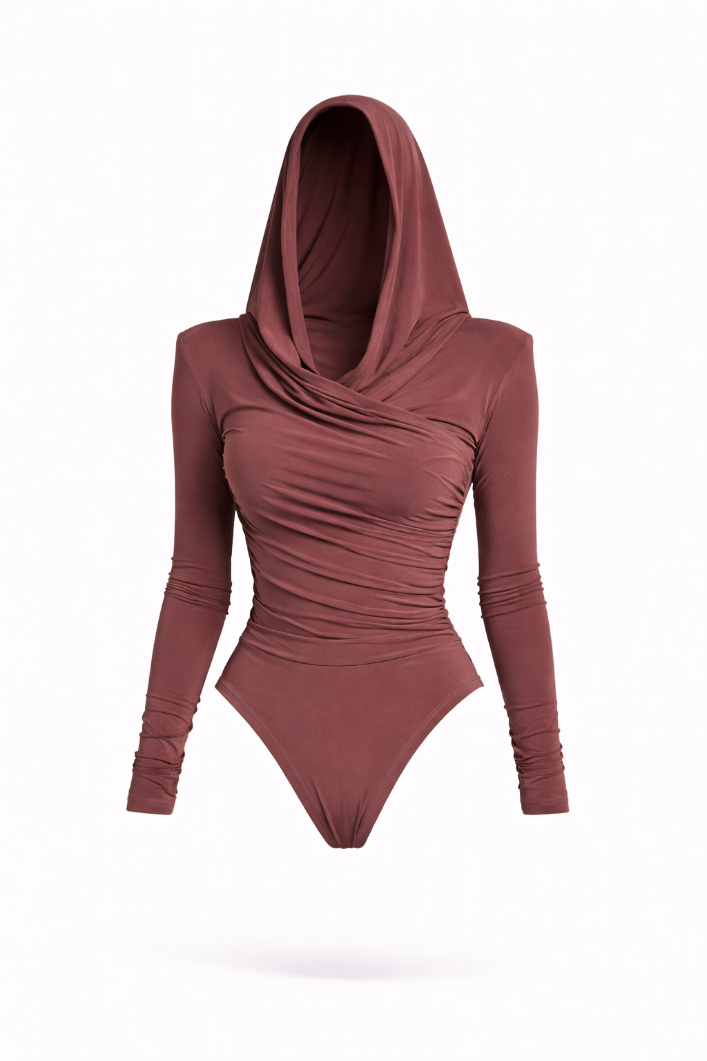 Thea Bodysuit - Dusty Rosewood Structured Shoulder Bodysuit