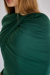 Jeanne Double-Layered Ruched Dress - Luxe Green