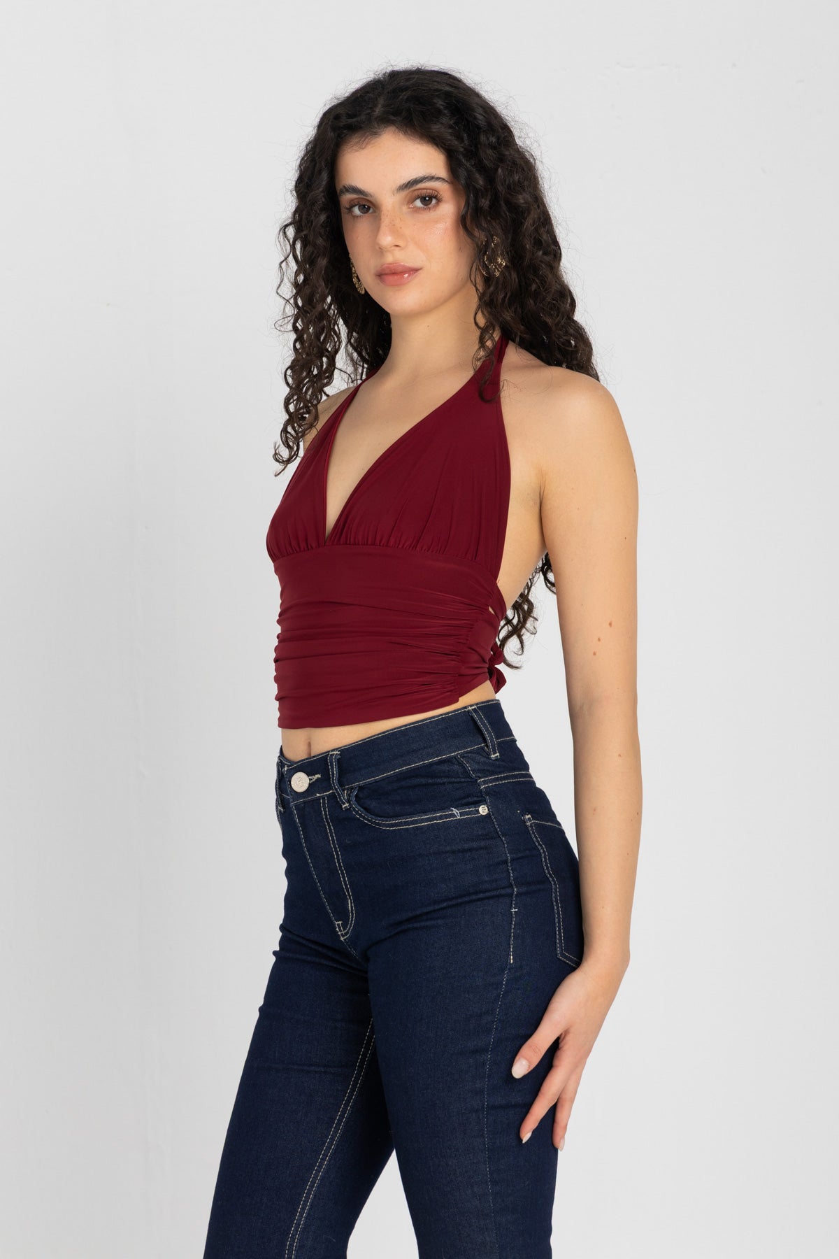 Sculpt Halter Top – Burgundy