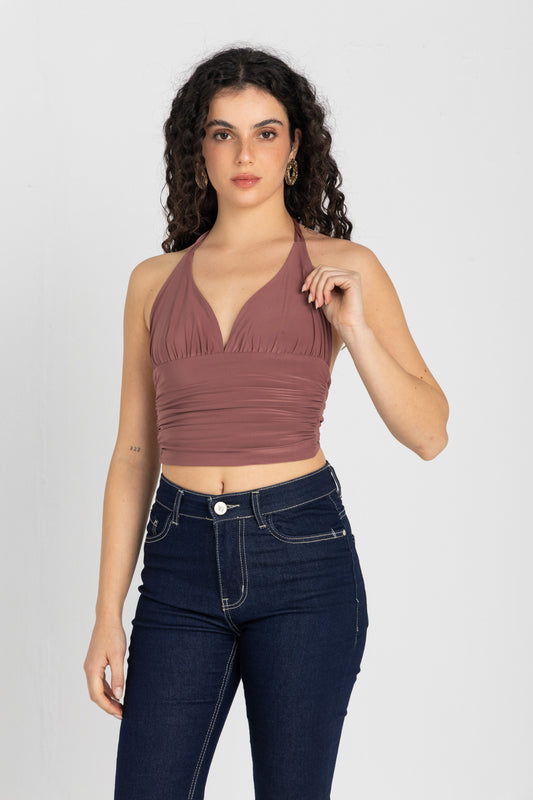 Sculpt Halter Top – Dusty Rosewood