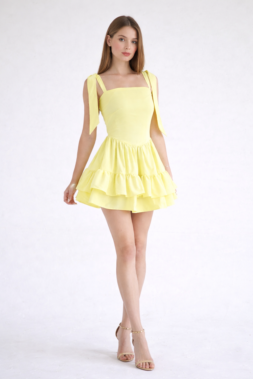 Aurora Dress Mini - Powder Yellow | Elegant Summer Mini Dress