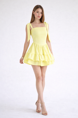 Aurora Dress Mini - Powder Yellow | Elegant Summer Mini Dress