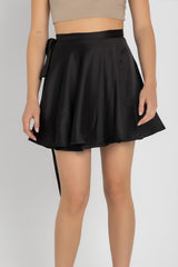 Whisper Skirt – Satin Wrap Mini Skirt | Black
