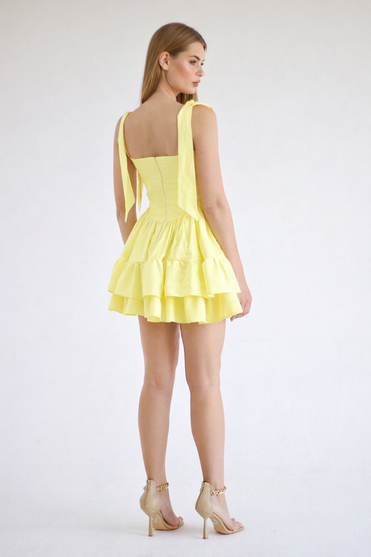 Aurora Dress Mini - Powder Yellow | Elegant Summer Mini Dress