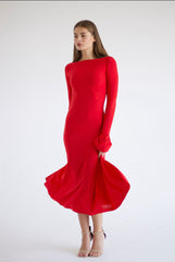 Red Kate Dress | Fitted & Flowy Double-Layer Lycra Dress