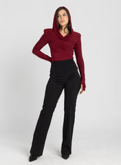 Thea Bodysuit - Burgundy Structured Shoulder Bodysuit