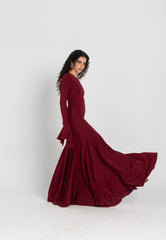 Azalea Dress – Burgundy | 10-Meter Dramatic Mermaid Flare