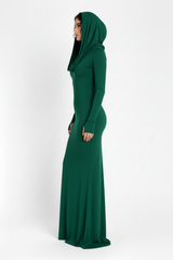 Bordeaux Hooded Bodycon Dress - Emerald Green