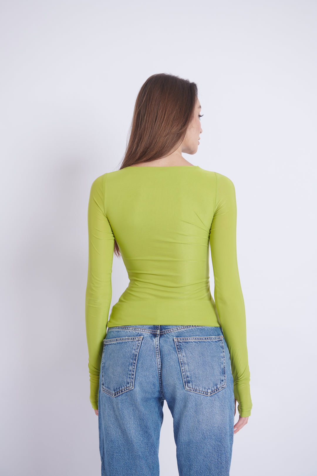 Double-Layer Long Sleeve Top – Lime Green