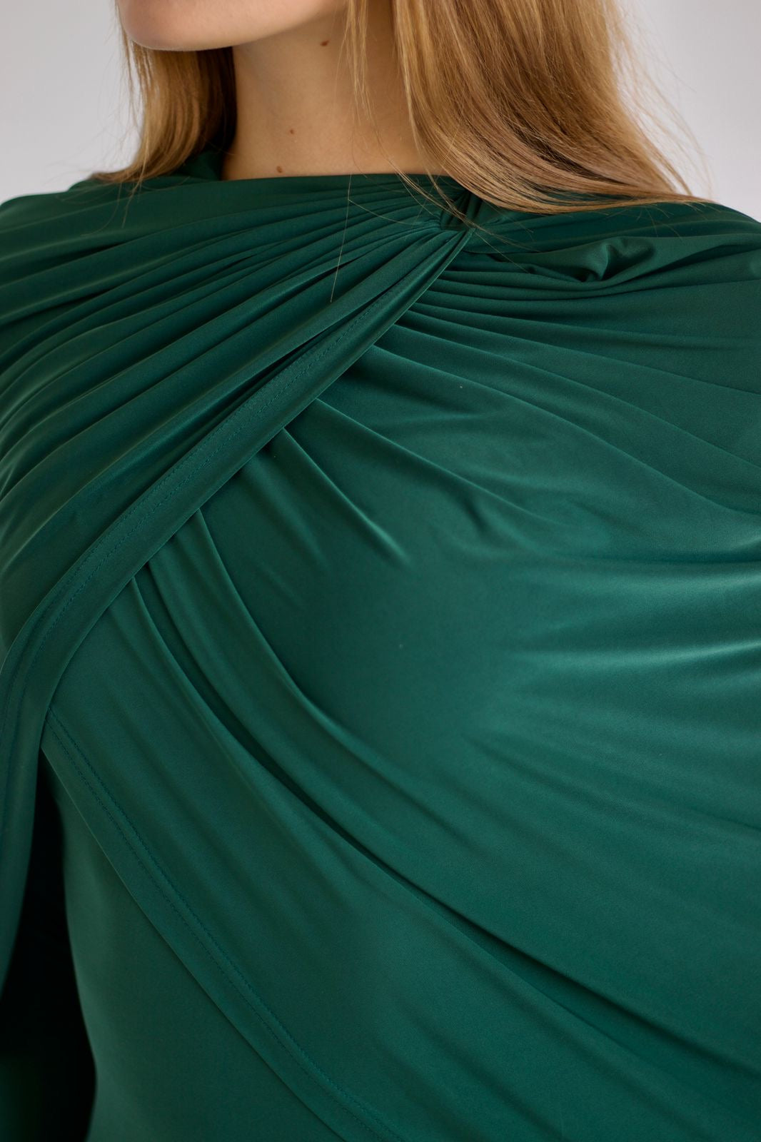 Jeanne Double-Layered Ruched Dress - Luxe Green