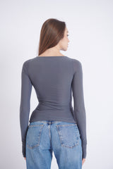 Double-Layer Long Sleeve Top – Grey