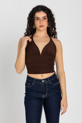 Sculpt Halter Top – Chocolate Brown