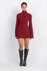 Cascade Mini Body-Cone Dress |  Burgundy