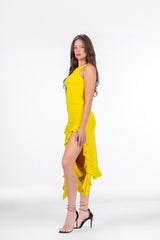 Summer Yellow Rosalind Double Layer Stretch Dress - Party Dress