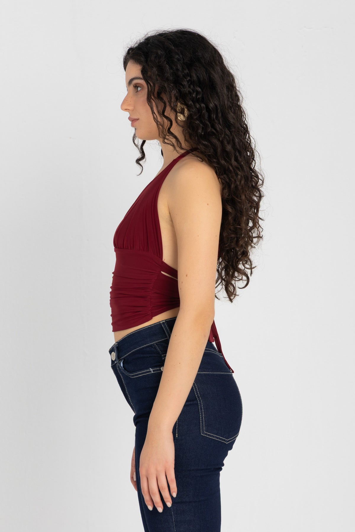 Sculpt Halter Top – Burgundy