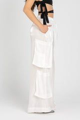 Luna Pants – Fluid Shimmer Cargo, White