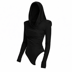 Thea Bodysuit - Black Structured Shoulder Bodysuit