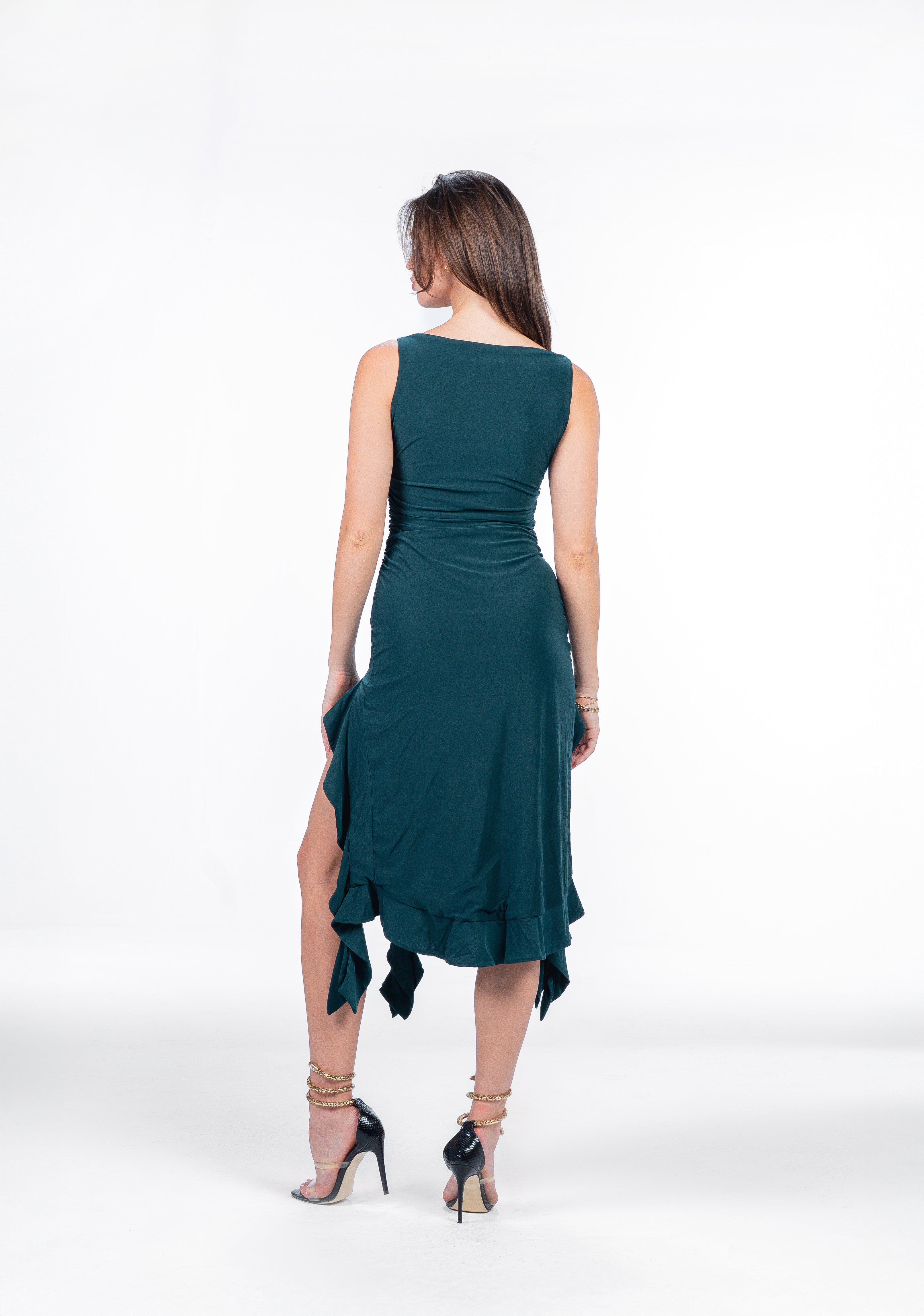 Rosalind Double Layer Stretch Dress - Emerald Green Party Dress