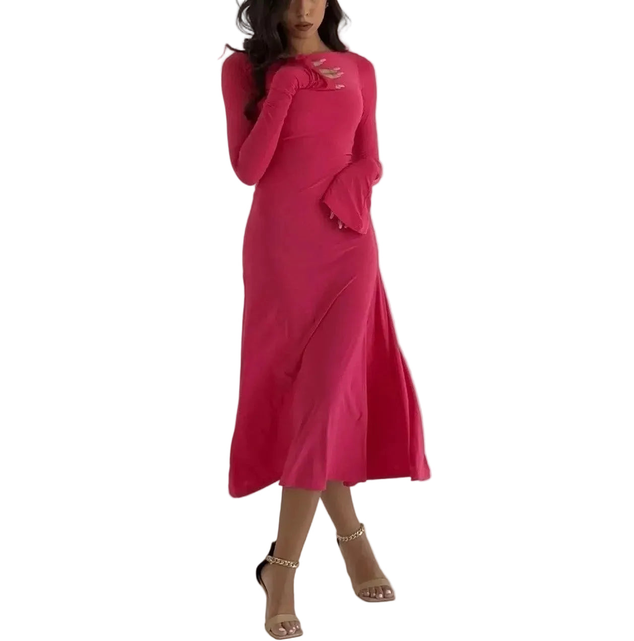Hot Pink Kate Dress | Fitted & Flowy Double-Layer Lycra Dress