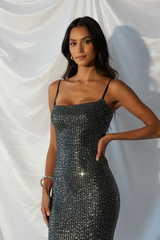 Silver Strapped Cher Dress - Sequin Bodycon Dress
