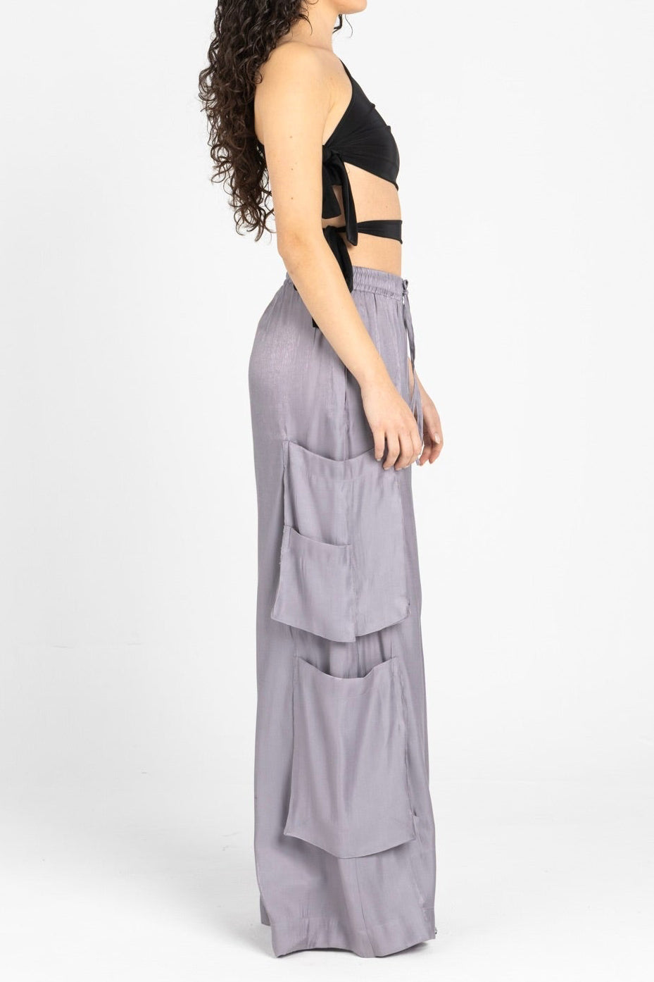 Luna Pants – Fluid Shimmer Cargo, Grey Lilac