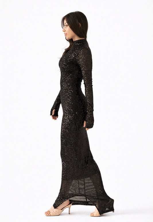 Black Cher Dress - Sequin Bodycon Dress