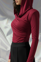 Thea Bodysuit - Burgundy Structured Shoulder Bodysuit