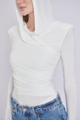 Thea Bodysuit - White Structured Shoulder Bodysuit