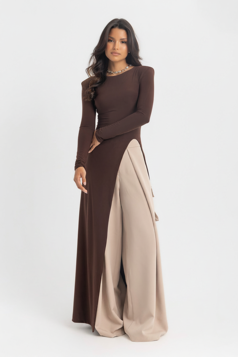 The Sovereign Blouse Dress - Brown