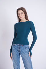 Double-Layer Long Sleeve Top – Petroleum