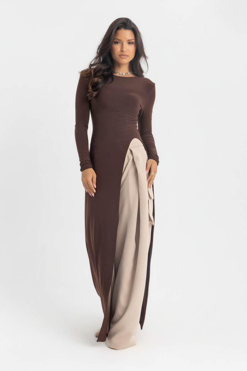 The Sovereign Blouse Dress - Brown