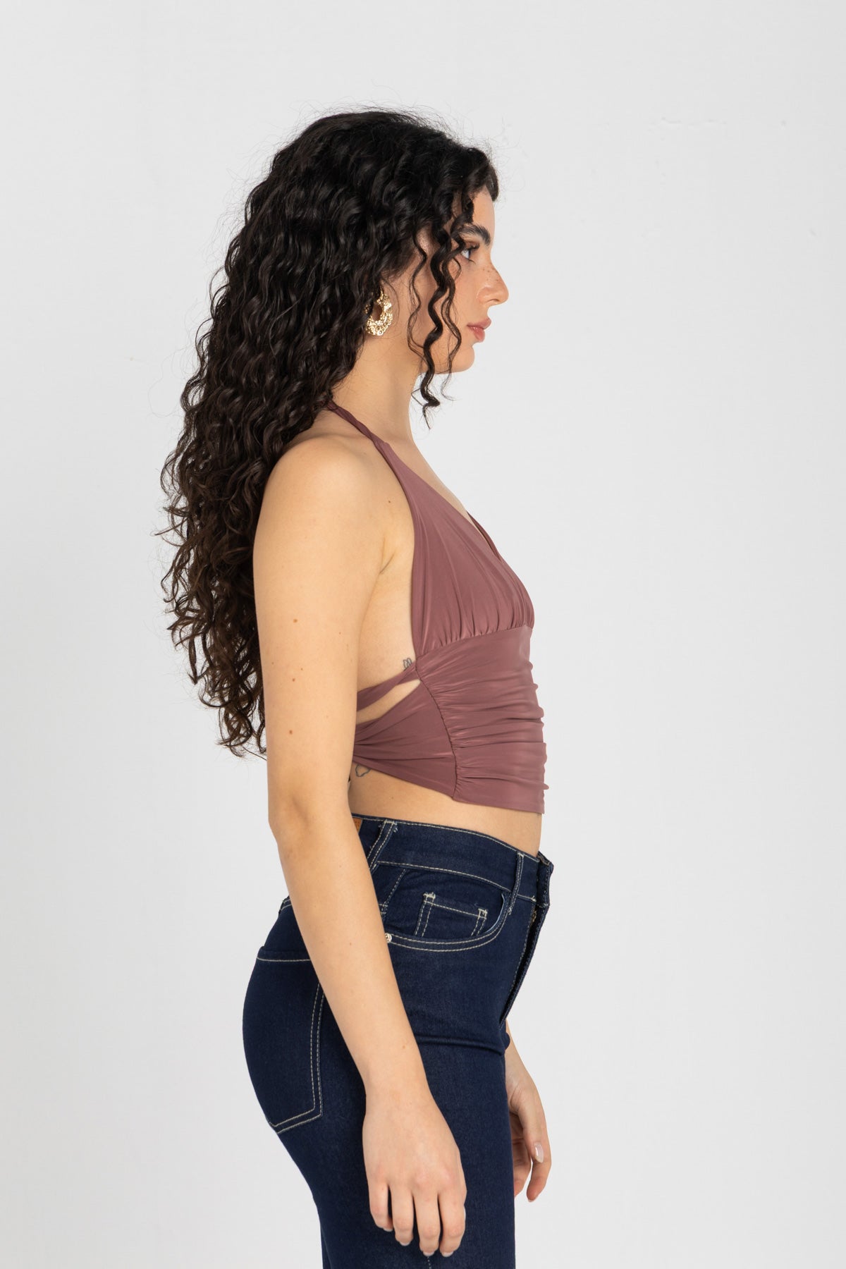 Sculpt Halter Top – Dusty Rosewood