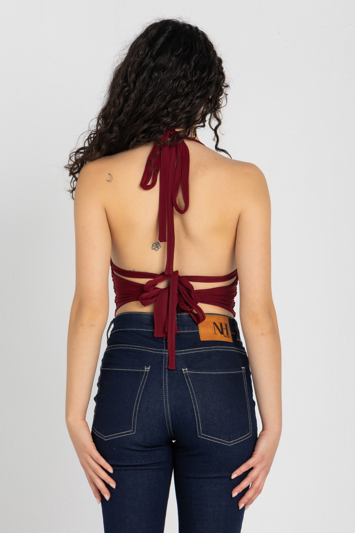Sculpt Halter Top – Burgundy