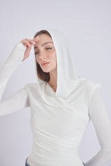 Thea Bodysuit - White Structured Shoulder Bodysuit