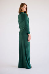 Jeanne Double-Layered Ruched Dress - Luxe Green