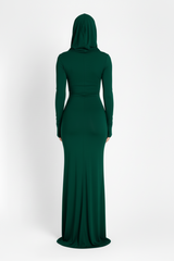 Bordeaux Hooded Bodycon Dress - Emerald Green